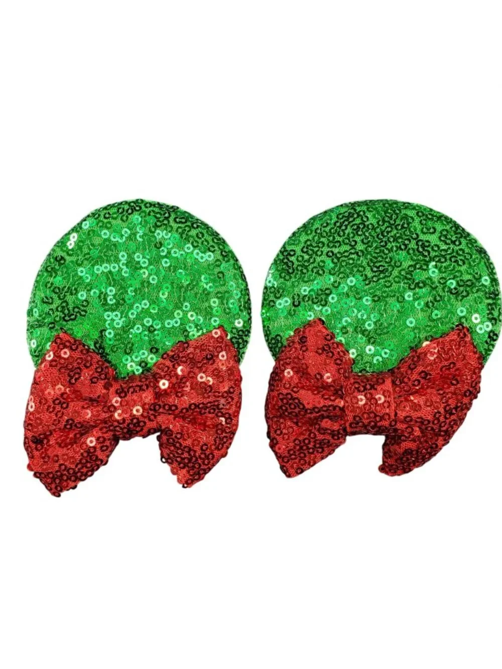 Minnie Mouse Ears Barretts Christmas Sequins Red Hair Bow Clips Hair Accessories